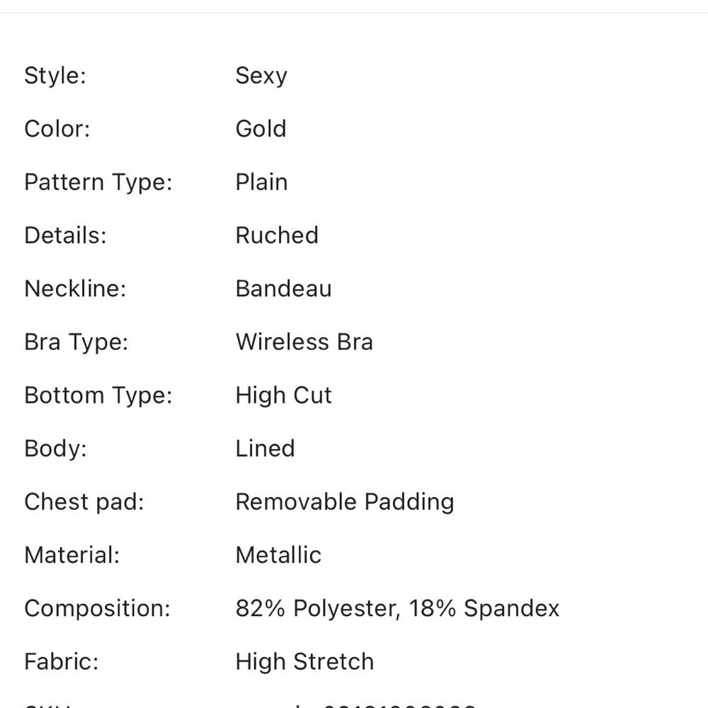 🔥Last One🔥 NWT Shein: Small Sexy Strapless Gold Bikini Set - Picture 5 of 6